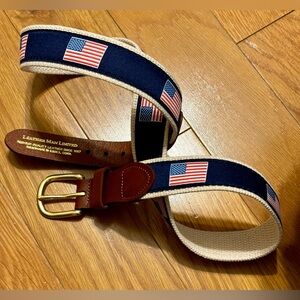 USA FLAG Woven Leather Canvas Ribbon Zep Pro Red White Blue Belt Size 36 Like ne
